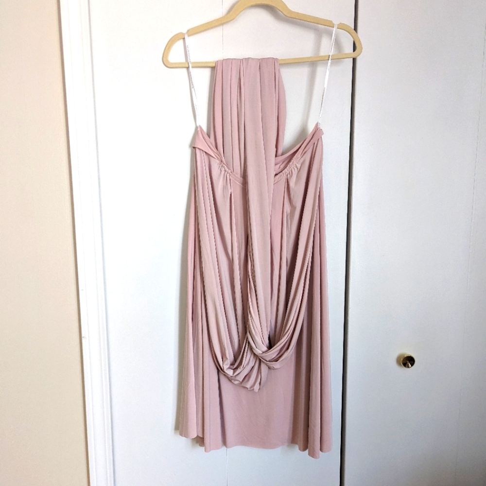 TWIST WRAP CONVERTIBLE COCKTAIL DRESS in Soft Pink, Size S/M